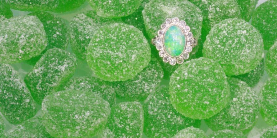 Vintage opal engagement ring diamonds setting (image 7 of 9)
